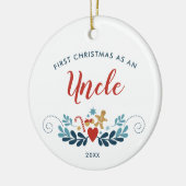 1番目のクリスマスの叔父のパーソナライズされたジンジャーブレッドキャンディーケーン セラミックオーナメント (左)