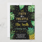 1番目のブラックグリーンパイナップル招待状 招待状 (正面)