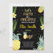1番目のブラックパイナップル誕生日招待状 招待状 (正面)