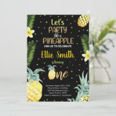 1番目のブラックパイナップル誕生日招待状 招待状 (スタンド正面)