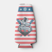 1番目のメイトいかり航海のオールストライプズパーソナライズされた ボトルクーラー (正面)