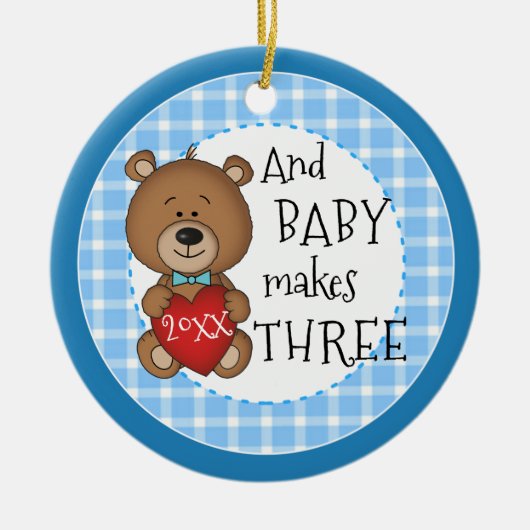 1番目の子新生児男の子の記念クリスマスギフト セラミックオーナメント (正面)