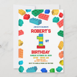 1番目の建物ブロック誕生日招待状、ブロック 招待状