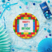 1番目の建物ブロック誕生日 ペーパープレート (パーティー)