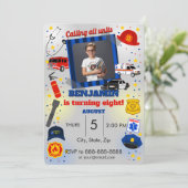 1番目の応答者の写真誕生日招待状 招待状 (スタンド正面)