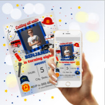 1番目の応答者の写真誕生日招待状