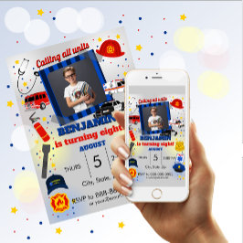 1番目の応答者の写真誕生日招待状 招待状