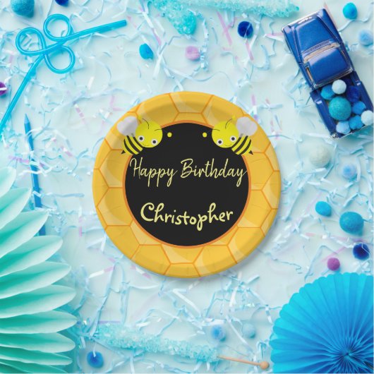 1番目の最初の誕生日ビーデー名 ペーパープレート (パーティー)