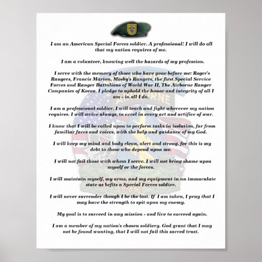 1番目の特殊部隊グループ退役軍人頂点の作成プリント ポスター (正面)