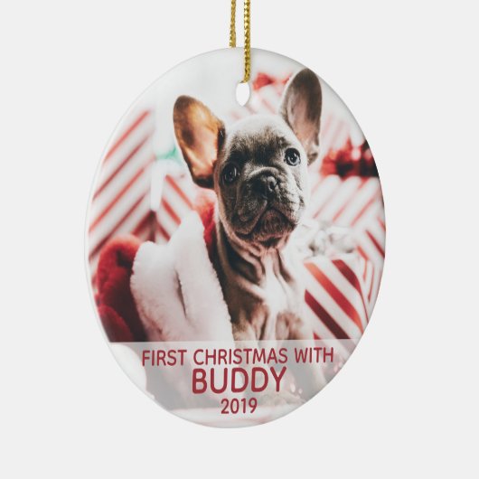 1番目の犬のクリスマスは、あなたの日は写真と一緒に毛皮 セラミックオーナメント (右)