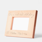 1番目の誕生日の三つ子，双子，名前，写真， 6x4", レーザー彫刻フレーム (左)