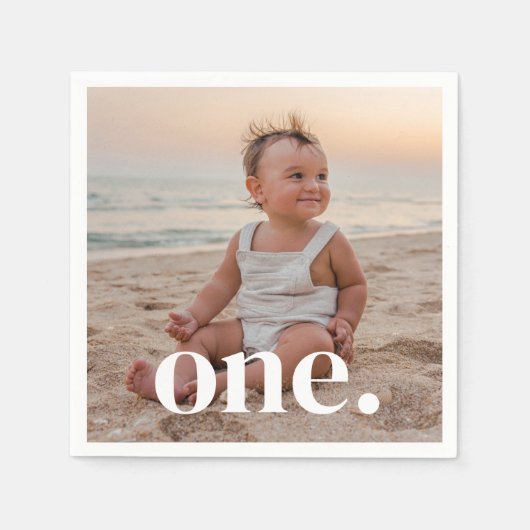 1番目の誕生日の写真 – 1 スタンダードカクテルナプキン (正面)