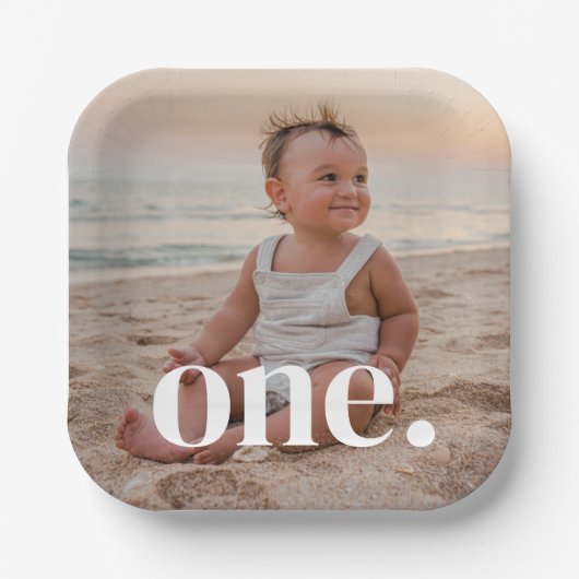 1番目の誕生日の写真 – 1 ペーパープレート (正面)