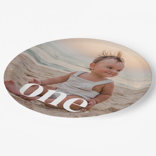 1番目の誕生日の写真 – 1 ペーパープレート (アングル)