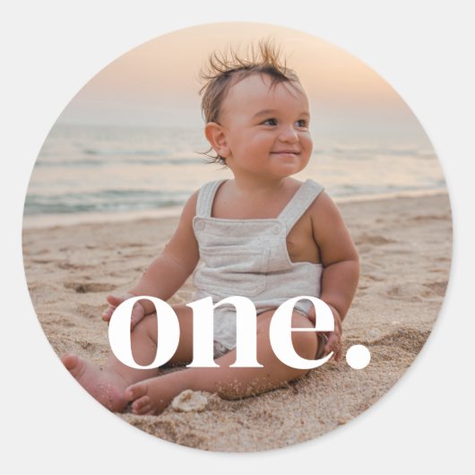 1番目の誕生日の写真 – 1 ラウンドシール (正面)
