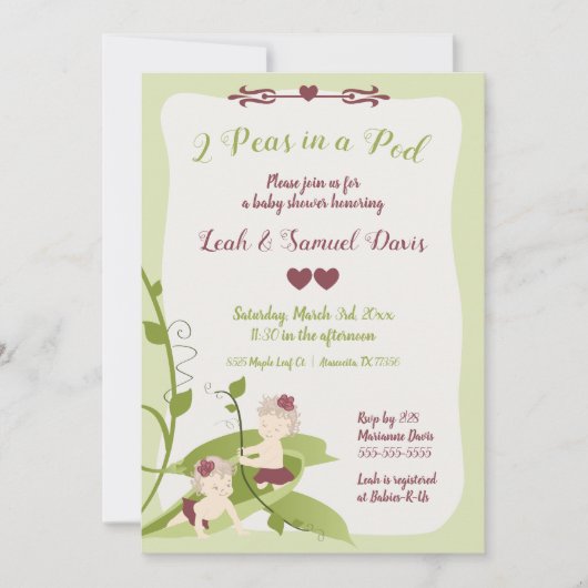 1番目の誕生日またはベビーシャワー招待状 招待状 (正面)