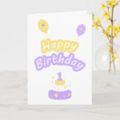 1番目の誕生日カード カード (黄色い花)