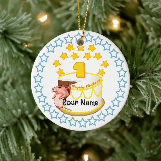 1番目の誕生日パーティーマウス誕生日オーナメント セラミックオーナメント (ツリー)