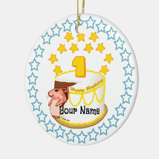 1番目の誕生日パーティーマウス誕生日オーナメント セラミックオーナメント (左)