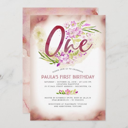 1番目の誕生日パーティー誕生日ワン招待状 招待状 (正面/裏面)