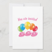 1番目の誕生日フォトコラージュ番号1女の子 招待状 (裏面)