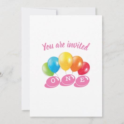 1番目の誕生日フォトコラージュ番号1女の子 招待状 (裏面)