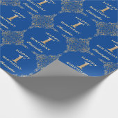 1番目の誕生日ブルーと金ゴールドグリッターフレーム ラッピングペーパー (角)