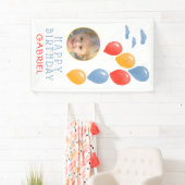 1番目の誕生日ブルーバルーンキッド`s誕生日写真 横断幕 (インサイチュ)