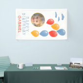 1番目の誕生日ブルーバルーンキッド`s誕生日写真 横断幕 (トレードショー)