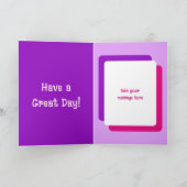 1番目の誕生日1今日パープルピンクの名前 カード (内部)