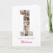 1番目の誕生日Number 1フォトコラージュパーソナライズされた カード (正面)