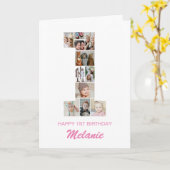 1番目の誕生日Number 1フォトコラージュパーソナライズされた カード (黄色い花)