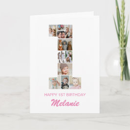 1番目の誕生日Number 1フォトコラージュパーソナライズされた カード