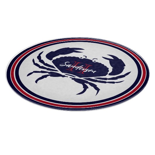 1番航海の目の赤い海軍の白蟹 カッティングボード (角)