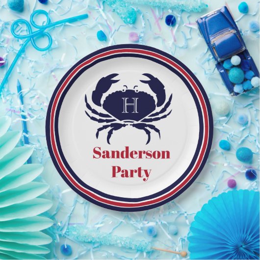 1番航海の目の赤い海軍の白蟹 ペーパープレート (パーティー)