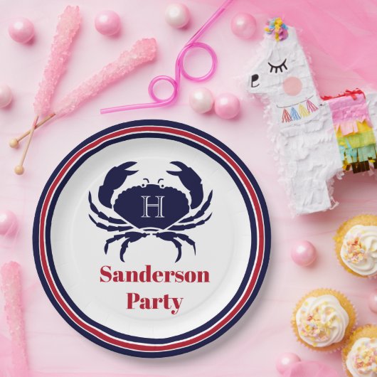 1番航海の目の赤い海軍の白蟹 ペーパープレート (パーティー)