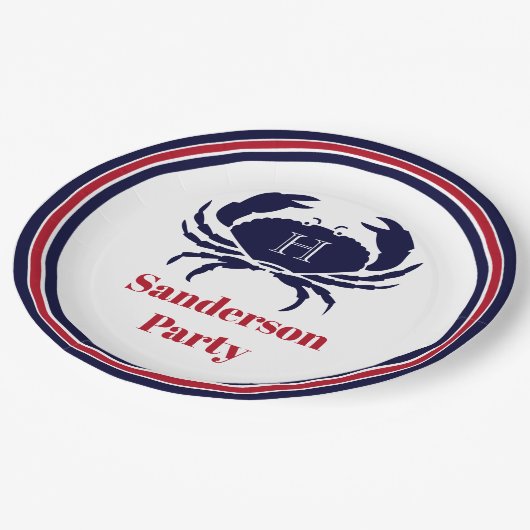 1番航海の目の赤い海軍の白蟹 ペーパープレート (アングル)