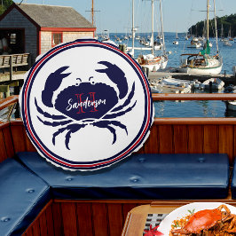1番航海の目の赤い海軍の白蟹 ラウンドクッション