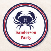 1番航海の目の赤い海軍の白蟹 ラウンドペーパーコースター (正面)