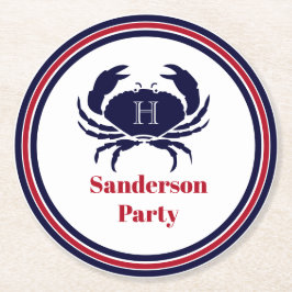 1番航海の目の赤い海軍の白蟹 ラウンドペーパーコースター