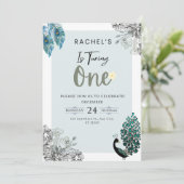 1祝歳の誕生日の花と孔雀 招待状 (スタンド正面)