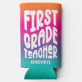 1級先生文字デザインカラフルグラデーション スリム缶クーラー (裏面)