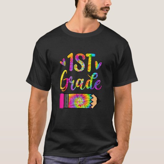 1級先生絞り染め新学期 おもしろい Tシャツ (正面)