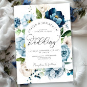 1素朴予算QRコードのネイビーブルー結婚すべて 招待状