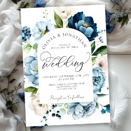 1素朴予算QRコードのネイビーブルー結婚すべて 招待状