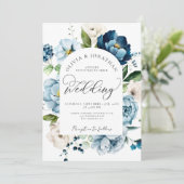 1素朴予算QRコードのネイビーブルー結婚すべて 招待状 (スタンド正面)