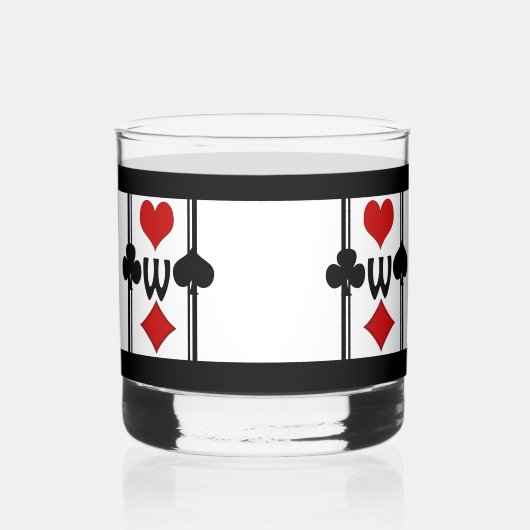 1組のアールデコ遊のカードとモノグラム ウイスキーグラス (右)