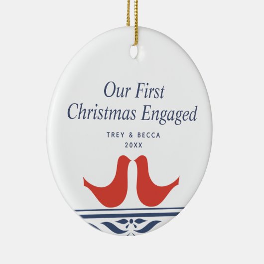 1組のドームパーソナライズされた初めてのクリスマス婚約した セラミックオーナメント (右)