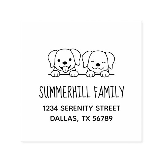 1組のラブラドール犬のピーク家族のアドレス セルフインキングスタンプ (デザイン)