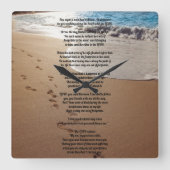 1組の足跡の正方形の柱時計 スクエア壁時計 (正面)